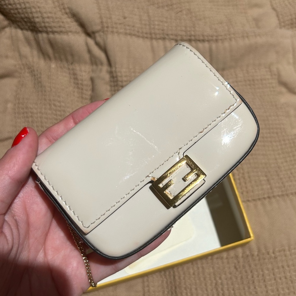 Fendi tiny micro baguette bag in off white